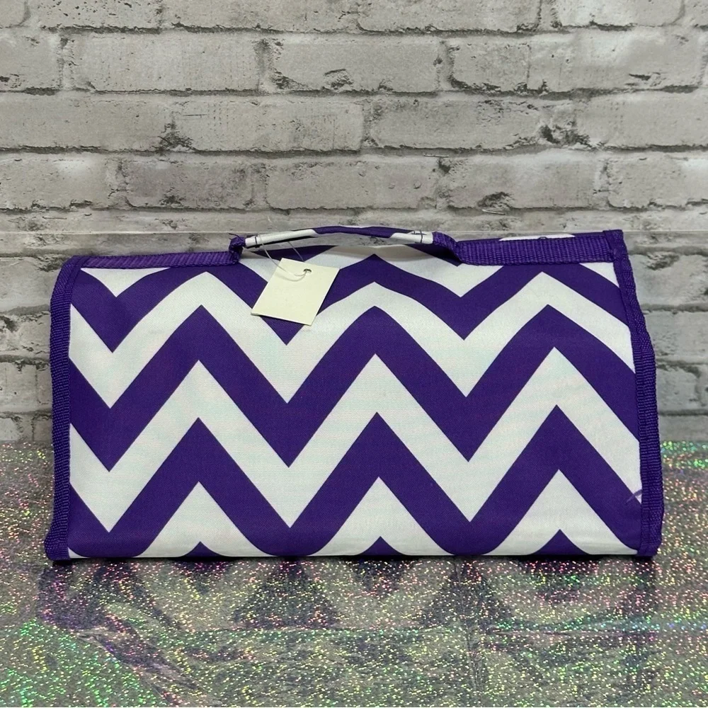 Purple Chevron Travel Folding Hanging BAG Toiletry Cosmetic Bag NEW